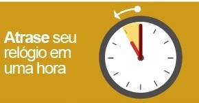 Desenho de relógio com a indicação para ser atrasado em uma hora