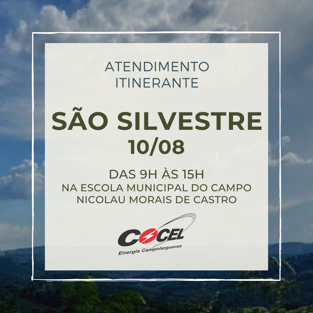 Atendimento itinerante estará em São Silvestre em 10/08