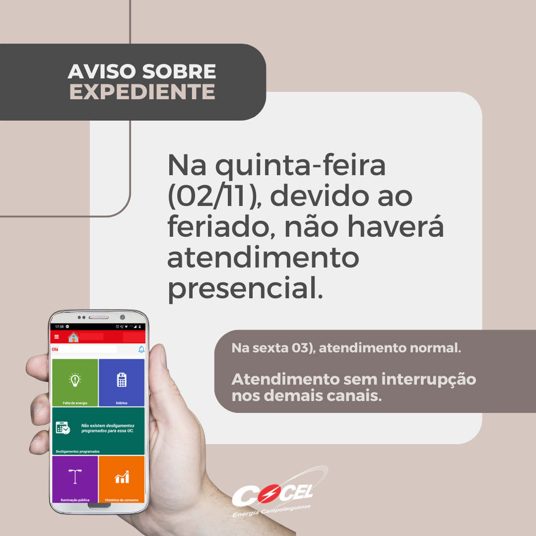 Aviso sobre expediente em 02/11