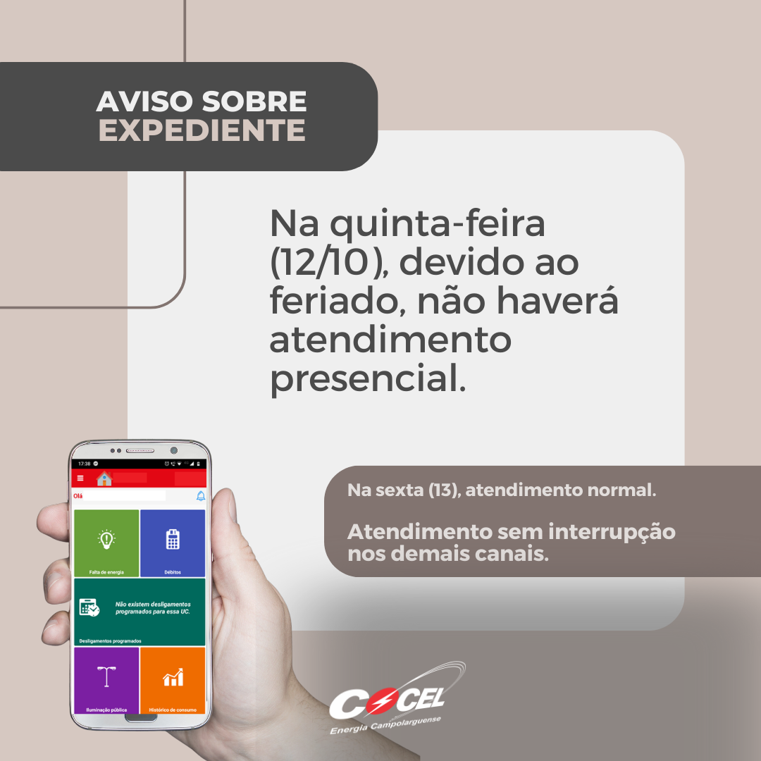 Aviso sobre expediente em 12/10