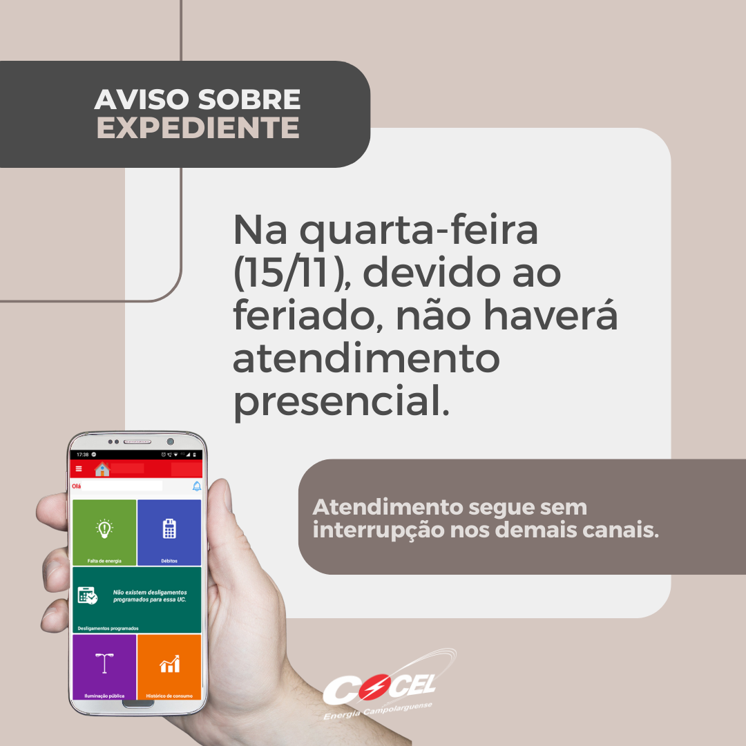 Aviso sobre expediente em 15/11