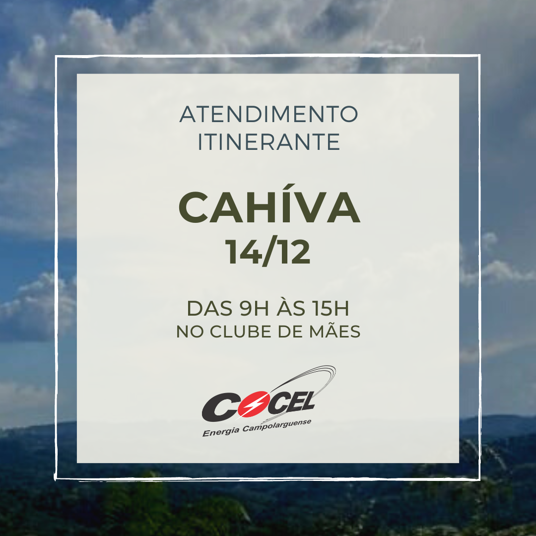 Atendimento itinerante estará no Cahíva em 14/12