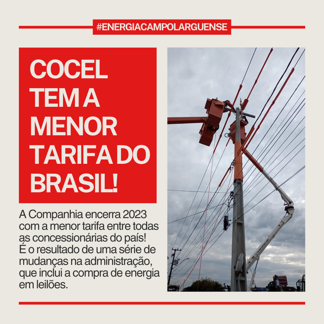 Cocel tem a menor tarifa do Brasil