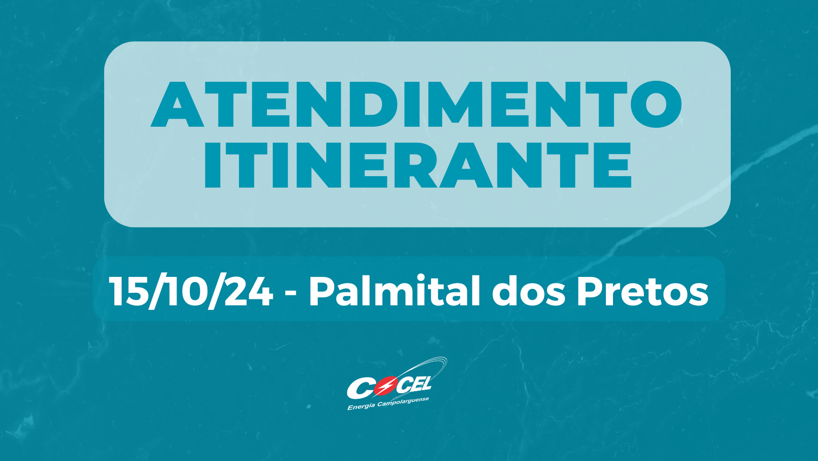 Atendimento itinerante estará em Palmital dos Pretos, em 15/10